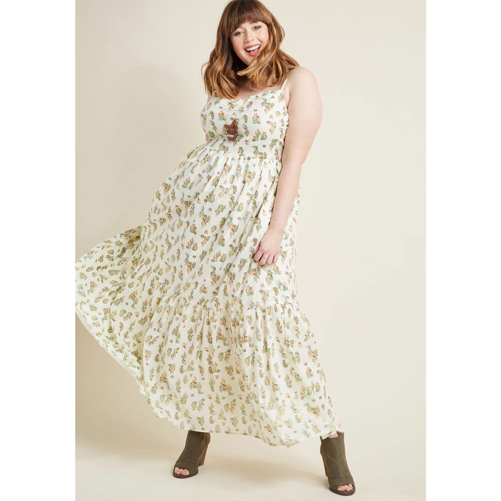 ModCloth In Your Nature Maxi Dress in Cacti